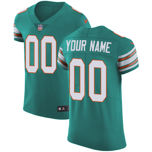 Men's Miami Dolphins Aqua Green Alternate Vapor Untouchable Custom Elite NFL Stitched Jersey